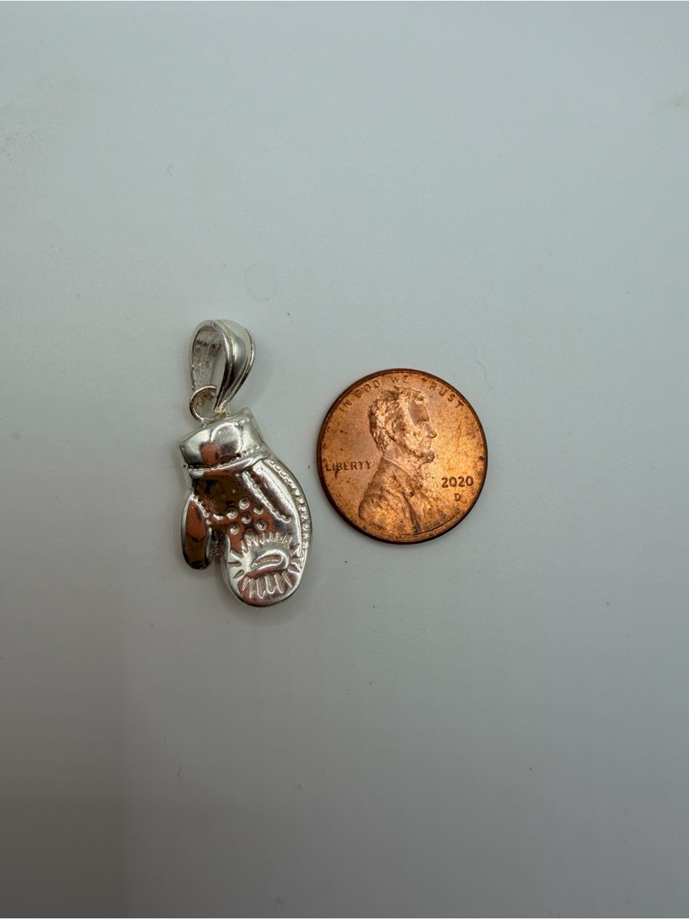 SOLID Sterling Silver Glove Charm Pendant